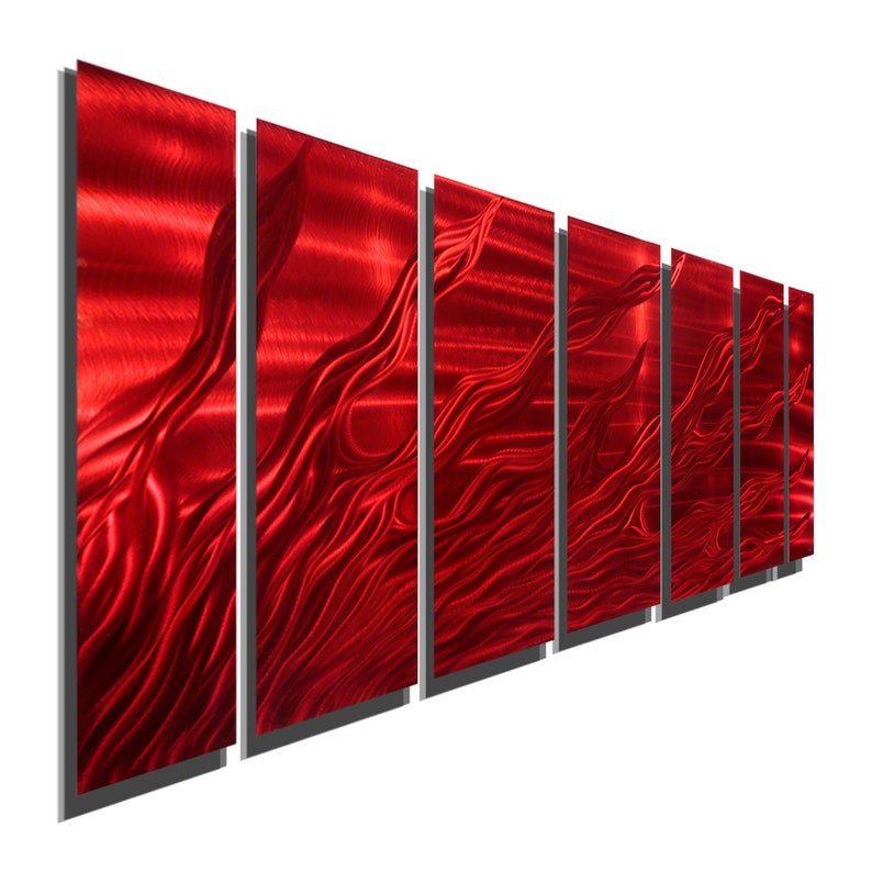 Red Modern Metal Wall Art Abstract Metal Painting Home Decor Accent Bright Bold Colorful Art Dragons Breath by Jon Allen image 3