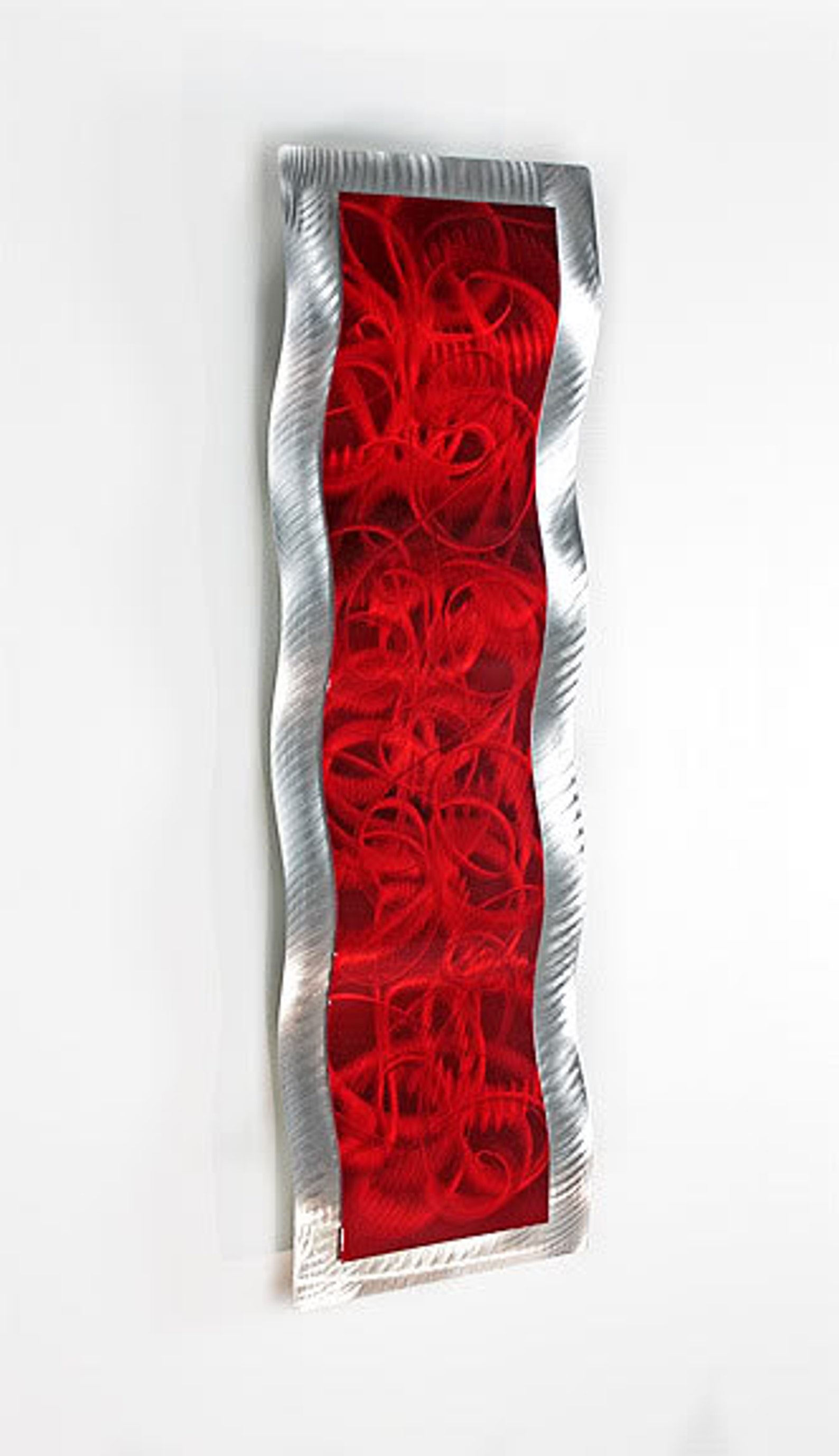 Red & Silver Metal Wall Art Modern Metal Art Abstract Etsy