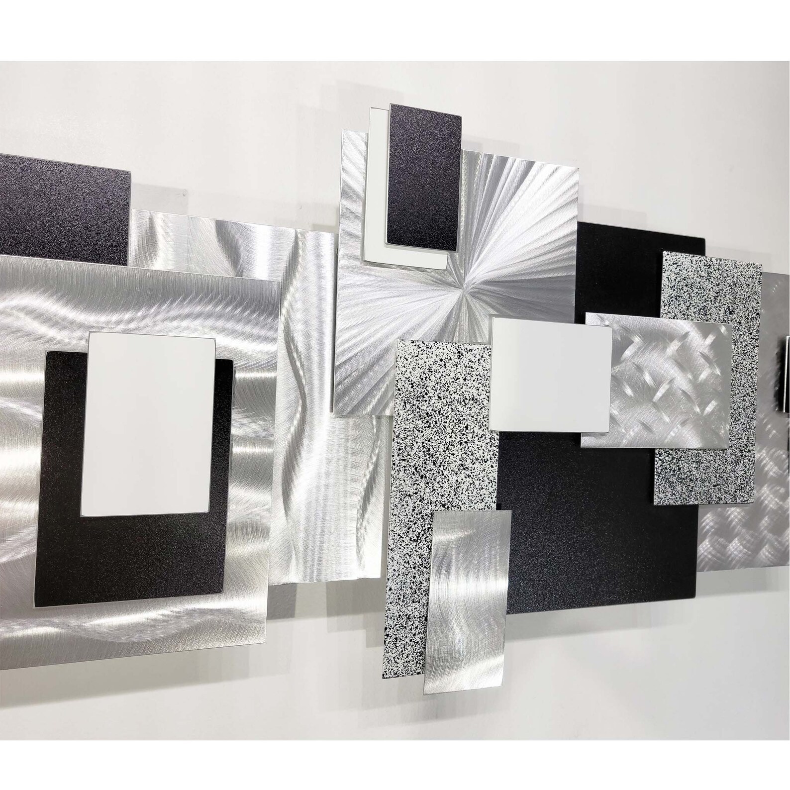 Black & White Metal Wall Art Large Geometric Art Abstract 3D Etsy