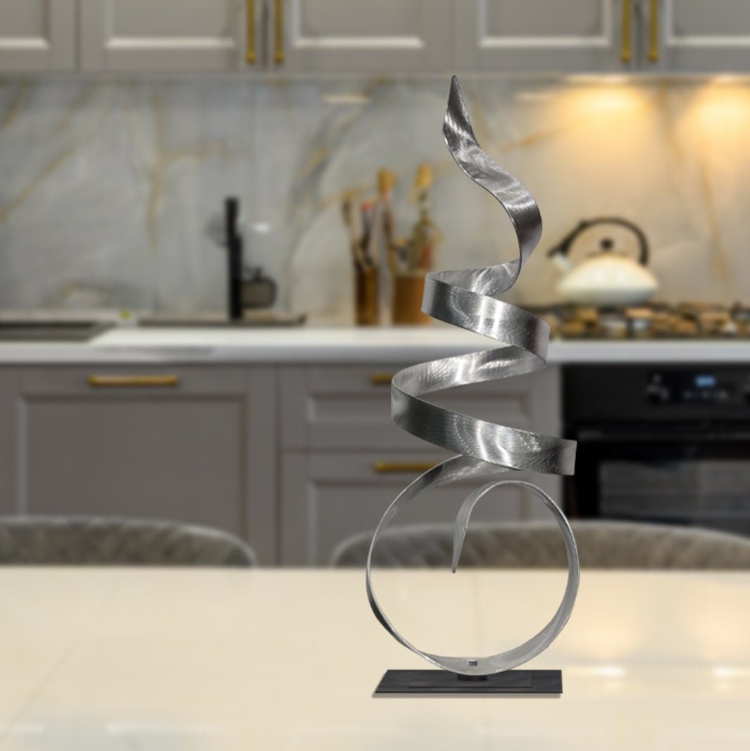 Abstract Centerpiece Art, Silver Sea Breeze Accent, 18 Abstract Centerpiece Art, Silver Sea Breeze Accent, 18