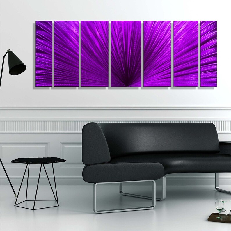 Metal Wall Art Purple Abstract Painting Modern Wall Hanging Etsy
