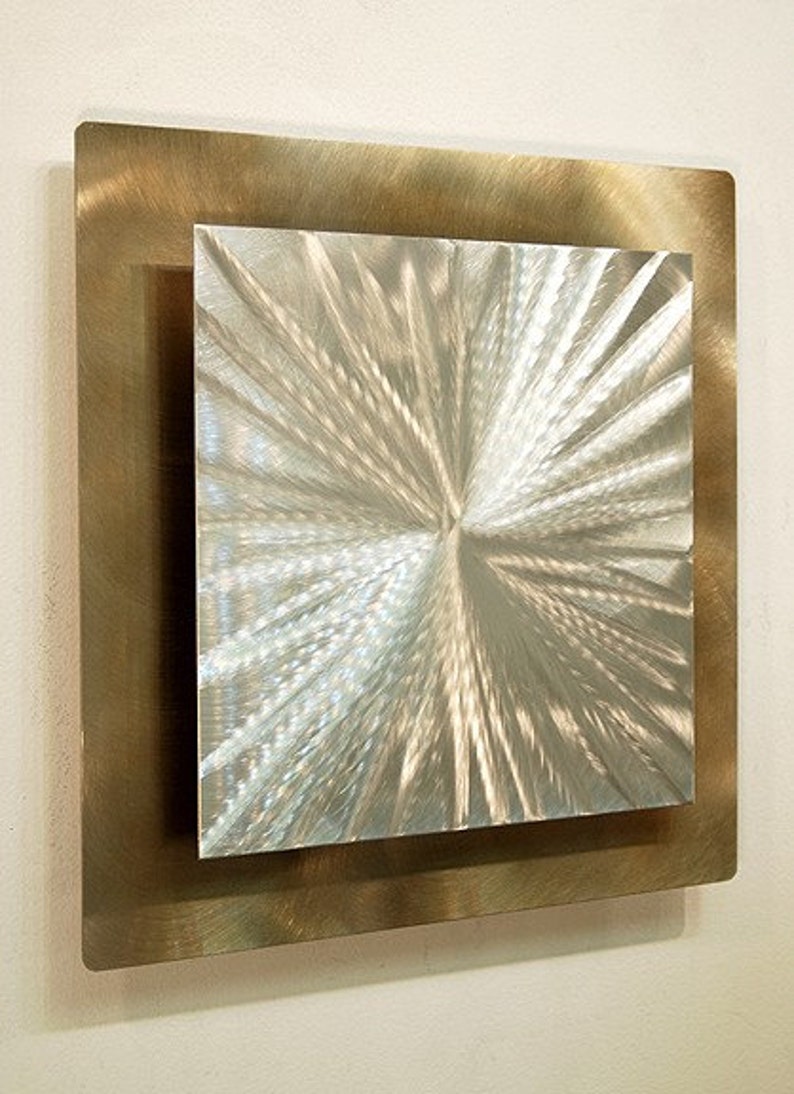 Contemporary Art Gold Metal Wall Art Abstract Wall Hanging Office Decor 3D Wall Sculpture Supernova by Jon Allen