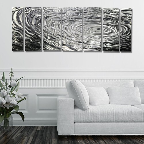 Large Silver Metal Wall Art Sculpture Modern Abstract Artwork Etsy