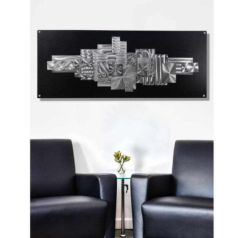 Silver & Black Metal Wall Art Geometric Art Abstract 3D Wall Etsy