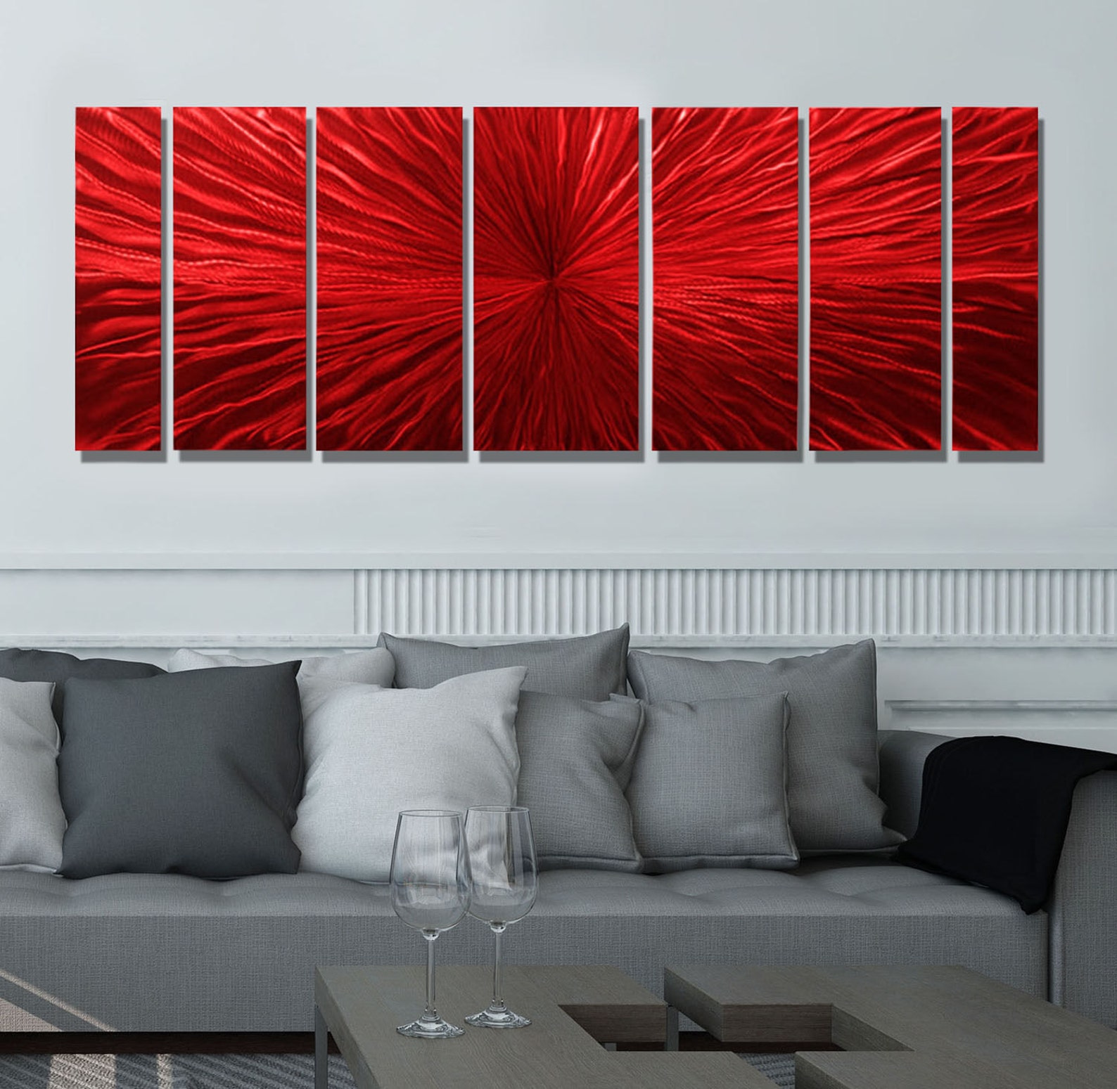 Red Metal Wall Art Multi Panel Wall Art Abstract Painting Etsy Canada