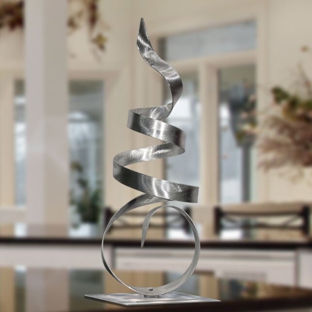 Abstract Centerpiece Art, Silver Sea Breeze Accent, 18 Abstract Centerpiece Art, Silver Sea Breeze Accent, 18