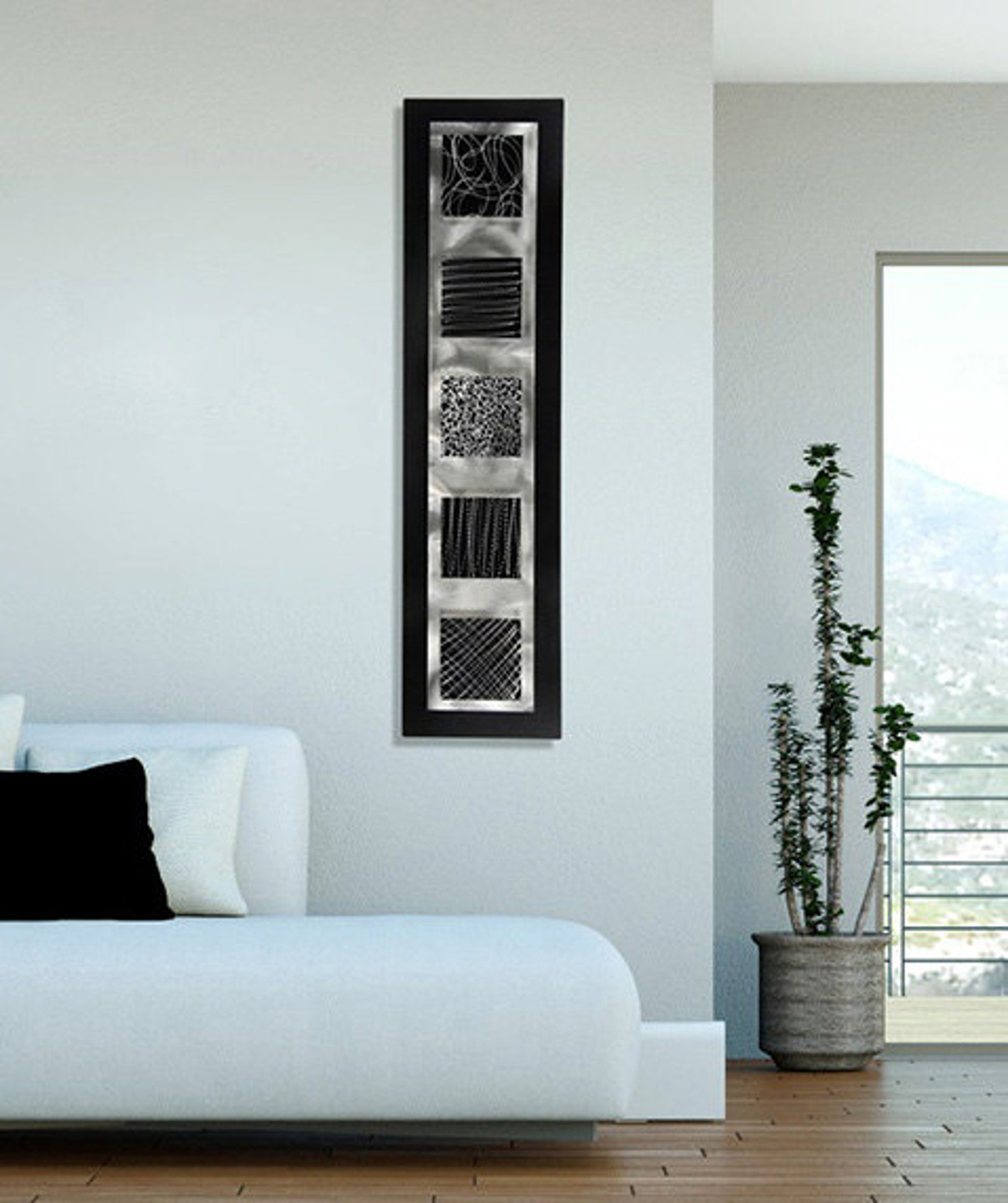 Silver & Black Metal Wall Art Large Wall Art Abstract 3D Etsy