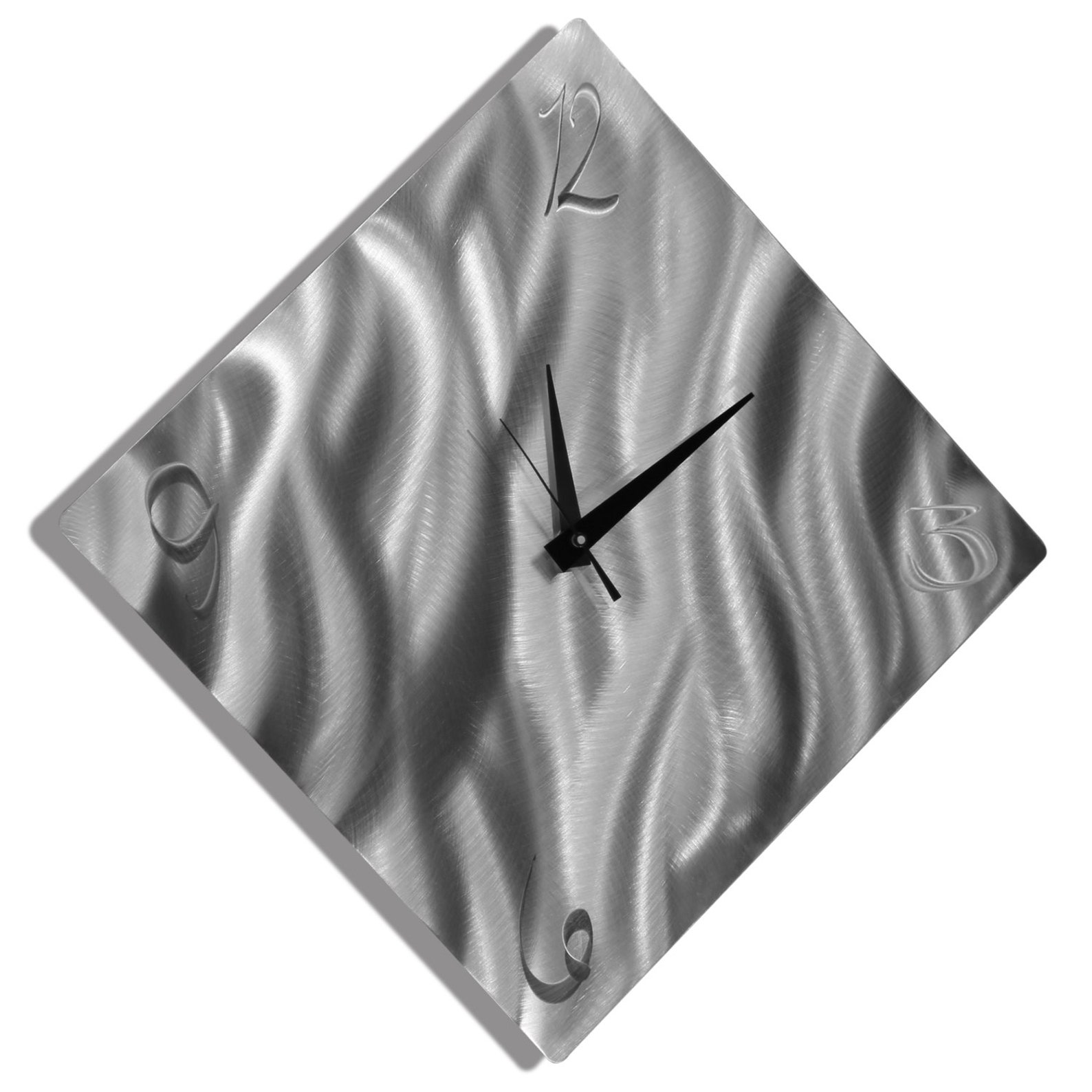 Silver Modern Metal Wall Clock Contemporary Functional Art Etsy