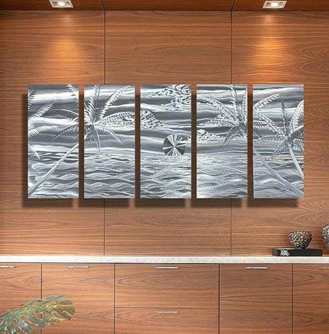 Tropical Metal Wall Art for Indoors and Outdoors - Large Beach Wall Art ...