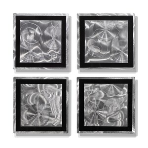 Metal Wall Art, Multi Panel Wall Art, Abstract Black & Silver Painting, Large Artwork, Wall Hanging Office Decor Fascination by Jon Allen image 2