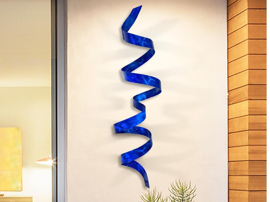 Blue Metal Wall Art, 3D Wall Sculpture, Modern Metal Art, Contemporary