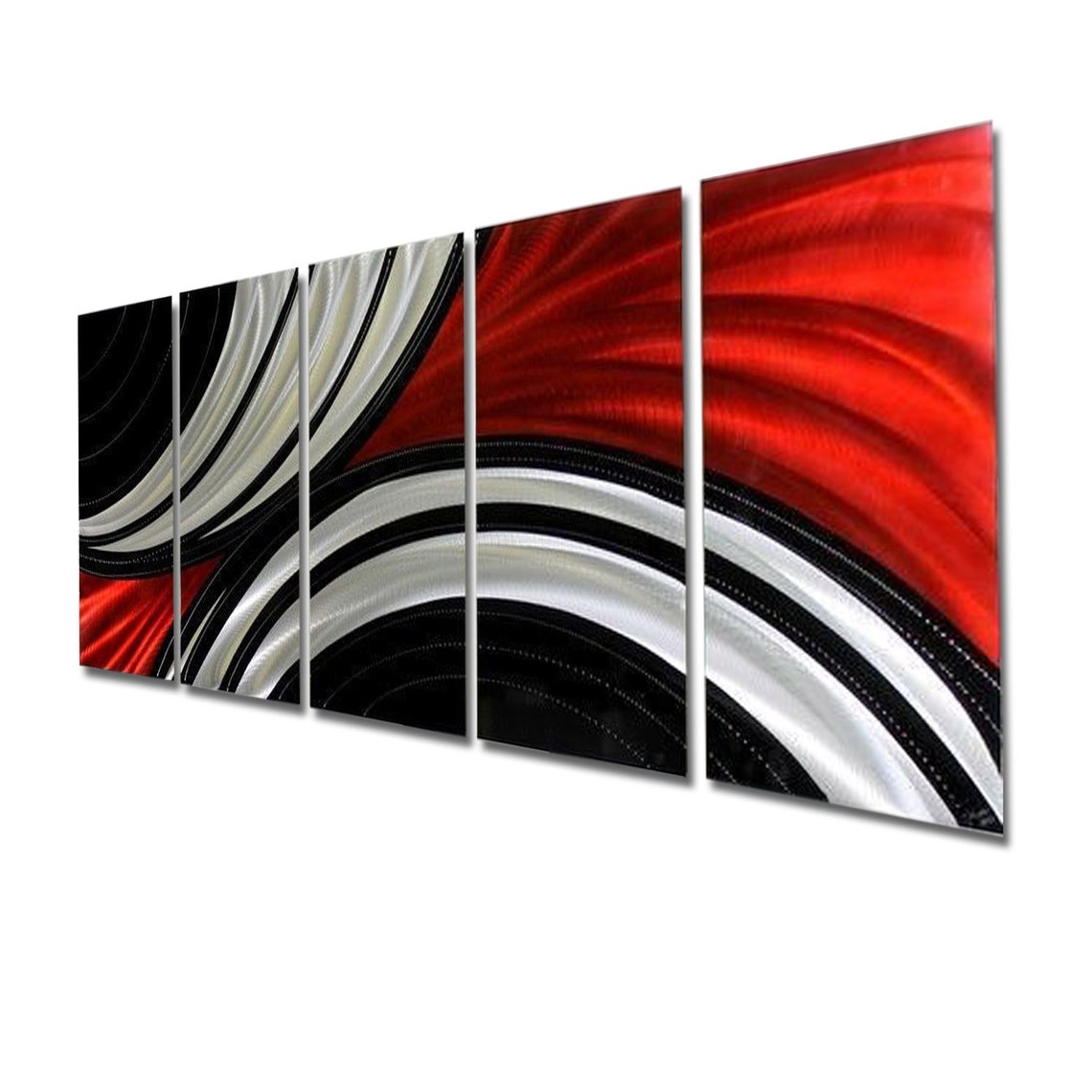 Red Black & Silver Modern Metal Wall Art Abstract Office - Etsy