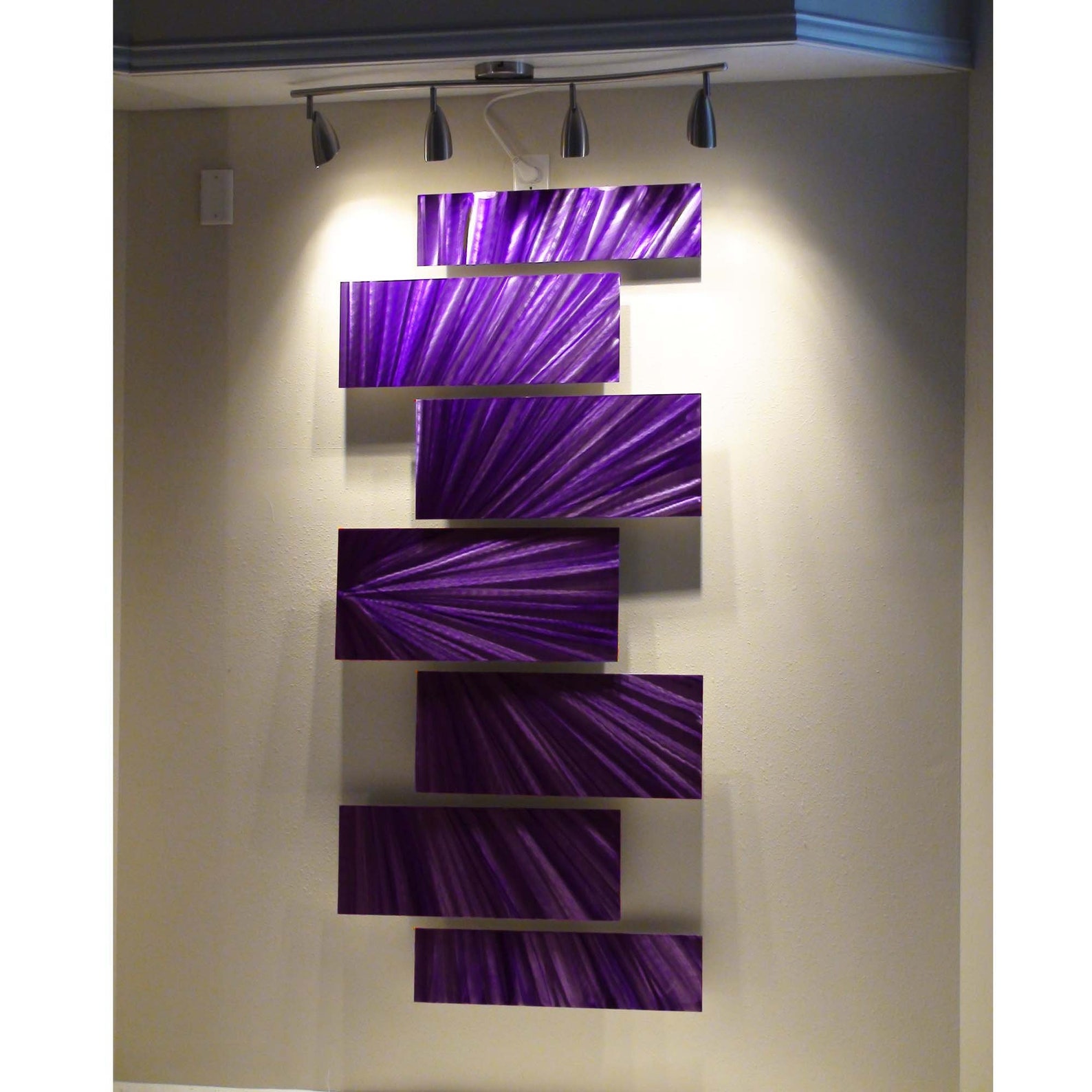 Metal Wall Art Purple Abstract Painting Modern Wall Hanging Etsy