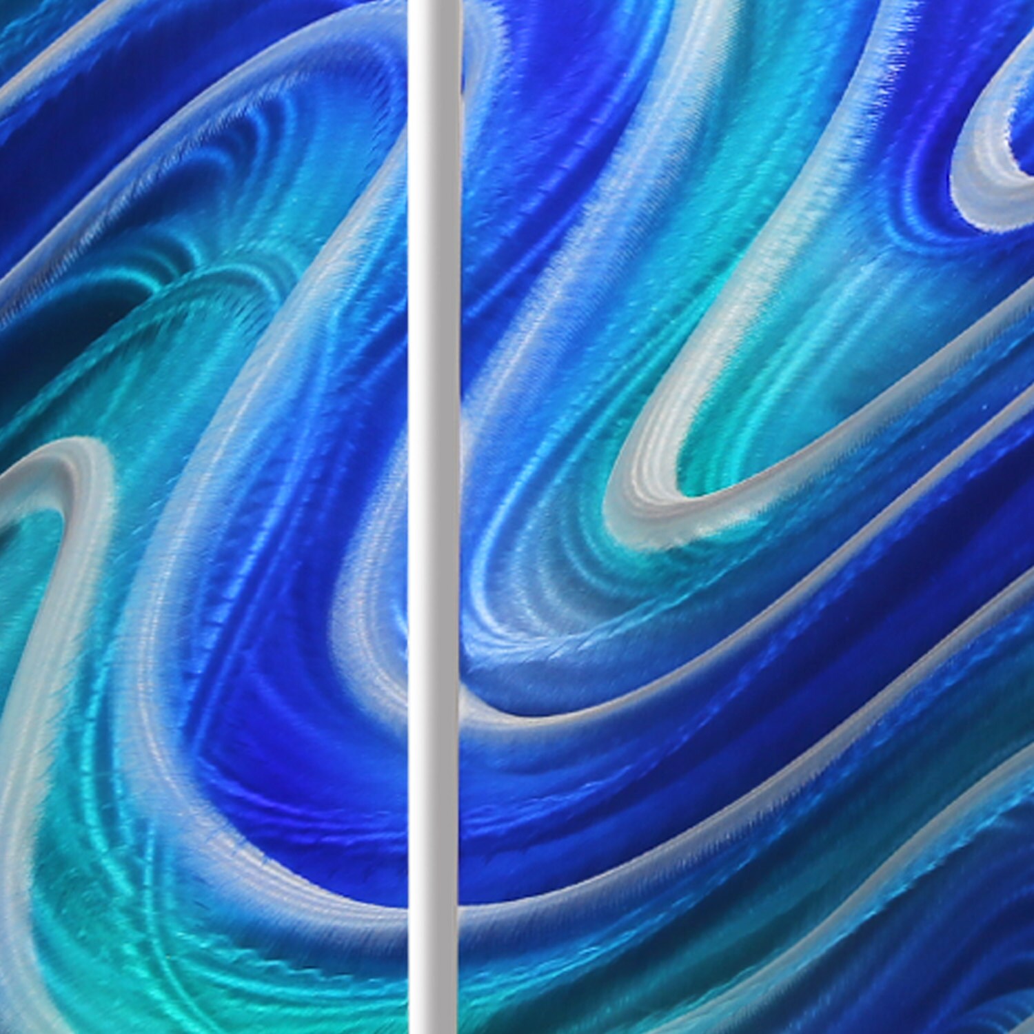 Large Blue Aqua & Silver Abstract Painting Modern Metal Wall Etsy