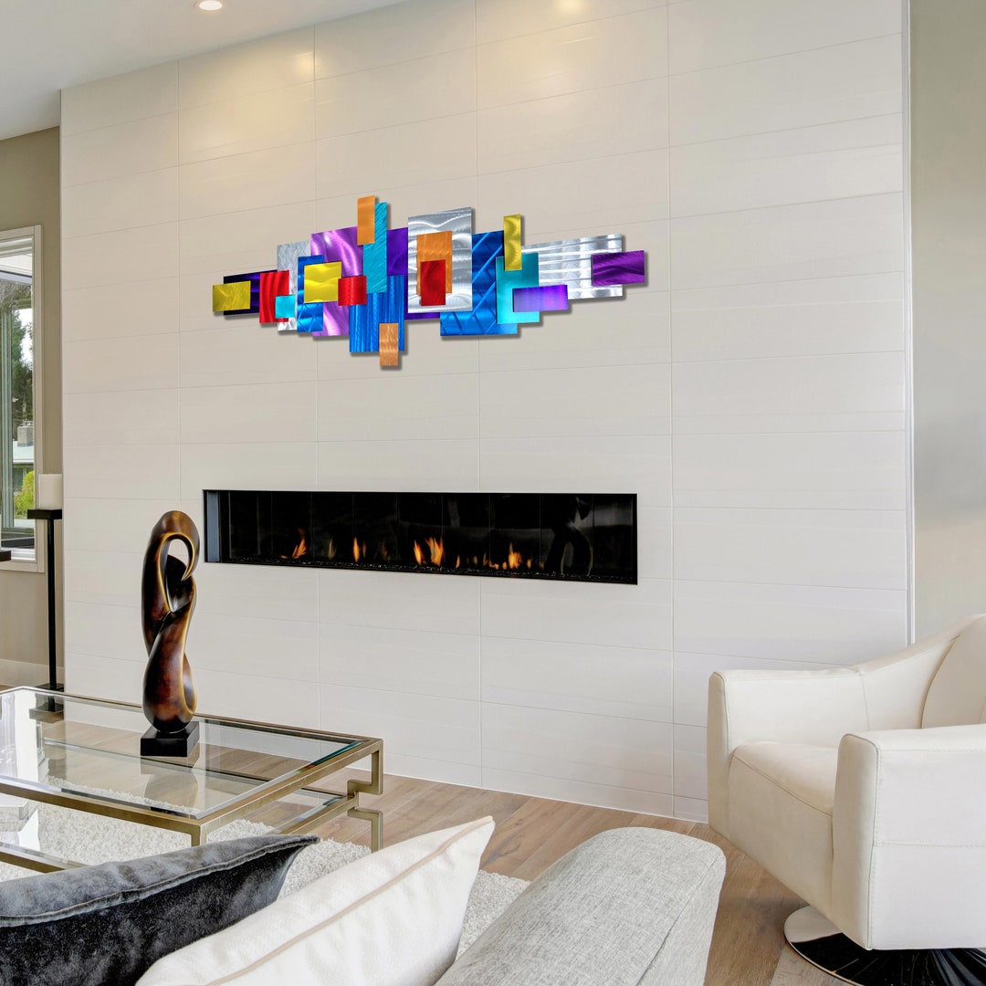 Colorful Metal Wall Art, Large Geometric Art, Abstract 3D Wall