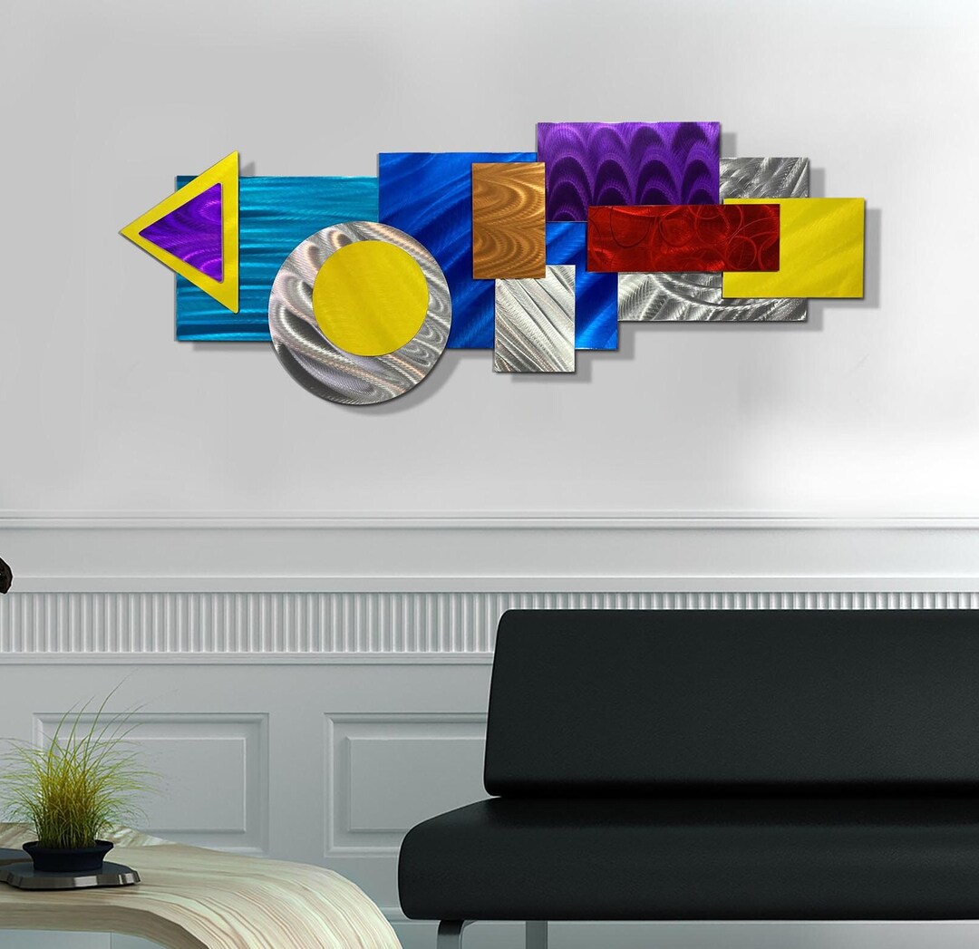 Multi Color Metal Wall Art Large Geometric Art Abstract 3D Etsy