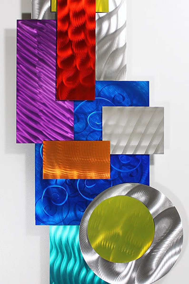 Colorful Abstract Metal Wall Art Multicolor Modern Wall | Etsy
