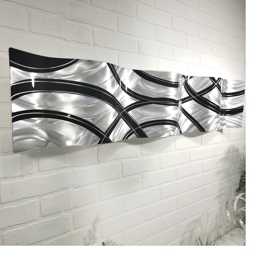 Silver & Black Metal Wall Art Modern Metal Art Abstract Art Etsy
