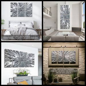 Metal Wall Art, Minimalist Abstract Wall Sculpture, Indoor Outdoor Art, Modern Metallic Silver Wall Hanging Decor Static by Jon Allen image 2