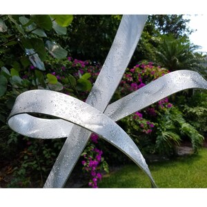 Large Metal Sculpture, Indoor Outdoor Art, Abstract Garden Decor, Modern Home Office Decor Silver Sculpture Allure by Jon Allen image 7