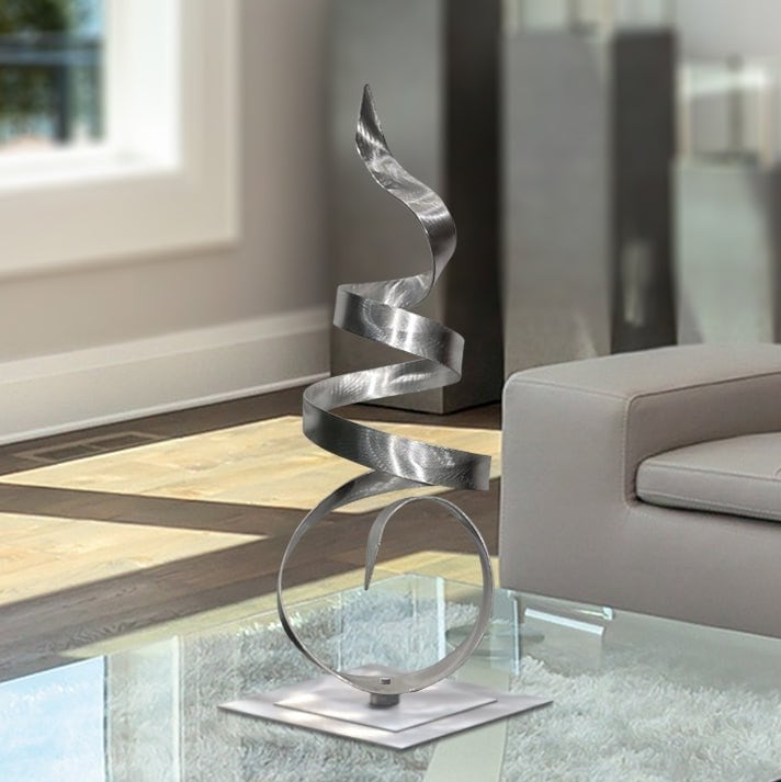 Abstract Centerpiece Art, Silver Sea Breeze Accent, 18 Abstract Centerpiece Art, Silver Sea Breeze Accent, 18