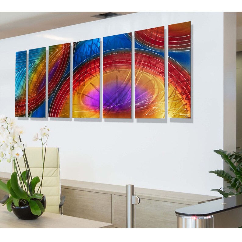 Modern Abstract Painting Metal Wall Art Multi Panel Wall Etsy