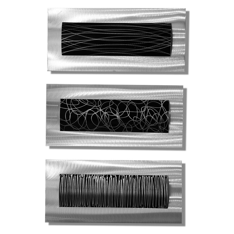 Silver & Black Metal Wall Art Modern Metal Art Abstract Art Etsy