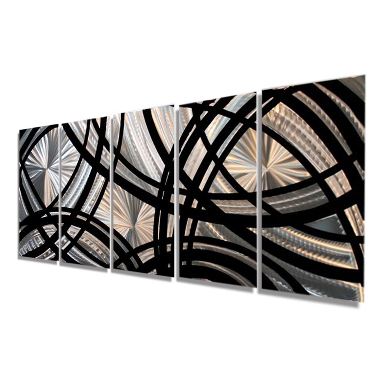 Silver &Black Abstract Painting Metal Wall Art Multi Panel Etsy