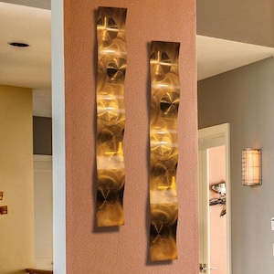 Abstract Metal Wall Art Copper Wave, Modern Metal Art, Wall Sculpture Wall Hanging Office Decor - Metal Wall Art by Jon Allen