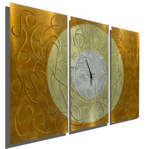 Silver Metal Wall Clock Abstract Functional Art Wall Etsy