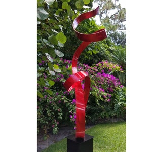 Metal Sculpture, Indoor Outdoor Art, Abstract Garden Decor Large Yard Sculpture, Contemporary Art Holiday Decor Red Allure 24 by Jon Allen zdjęcie 6