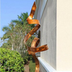 Abstract Metal Sculpture, Indoor Outdoor Art, Large Yard Sculpture Copper Sculpture Copper Perfect Moment by Jon Allen Base 24" inches