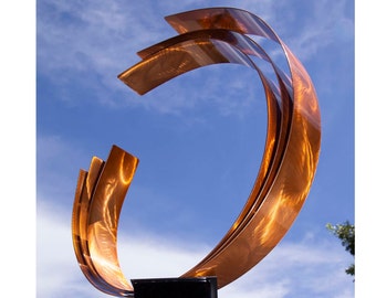 Large Metal Sculpture, Indoor Outdoor Art, Abstract Garden Sculpture, Modern Metal Art Copper Sculpture - Copper Triple C by Jon Allen