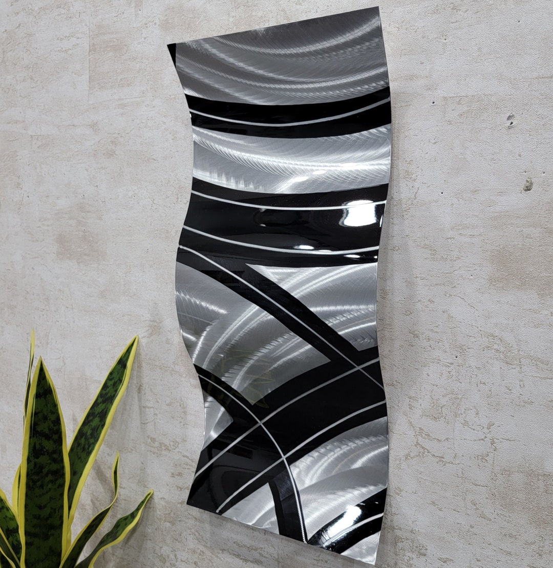 Only One Black and Silver Metal Wave Wall Art by Jon Allen Etsy