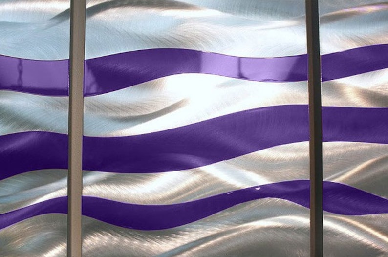 Purple Silver Metal Wall Art Multi Panel Wall Art Abstract Etsy