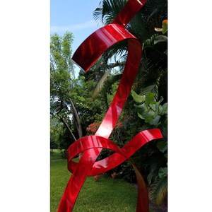 Metal Sculpture, Indoor Outdoor Art, Abstract Garden Decor Large Yard Sculpture, Contemporary Art Holiday Decor Red Allure 24 by Jon Allen zdjęcie 7