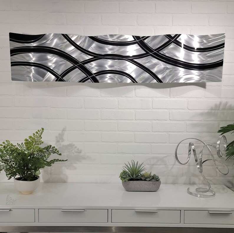 Silver and Black Metal Wall Art Modern Metal Art Abstract 3D Etsy
