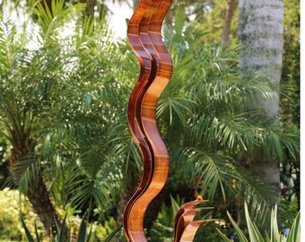 Metal Sculpture, Large Yard Art, Indoor Outdoor Art, Modern Centerpiece Copper Sculpture - Copper Transitions Flat Base by Jon Allen