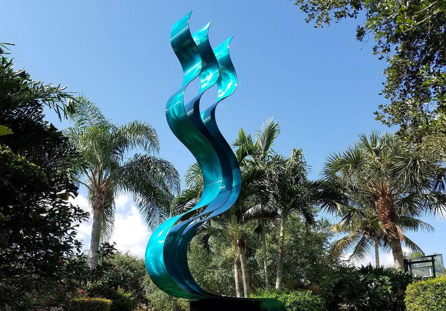 Abstract Metal Sculpture, Indoor Outdoor Art, Large Yard Sculpture Modern Metal  Art Garden Decor Aqua Transitions by Jon Allen 