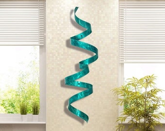 Metal Wall Twist - Modern Luxury Metal Wall Décor Living Room Bedroom Office - Abstract 3d Wall Sculpture – Teal
