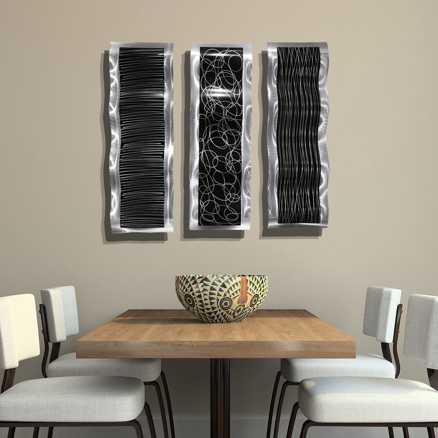 Black & Silver Painting Metal Wall Art Modern Metal Art Etsy