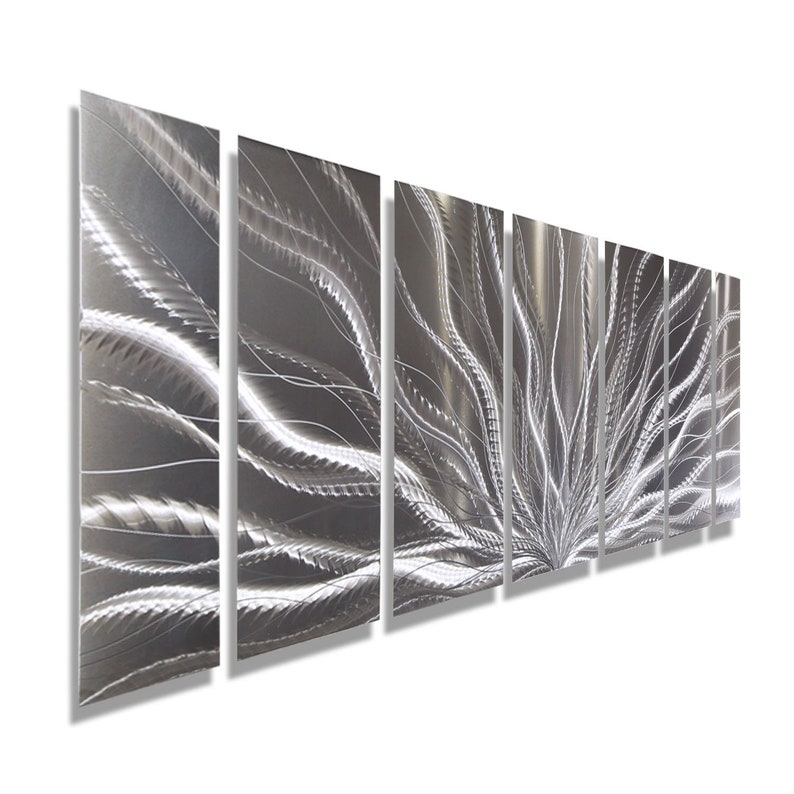 Large Modern Metal Wall Art Silver Abstract Metal Wall Etsy
