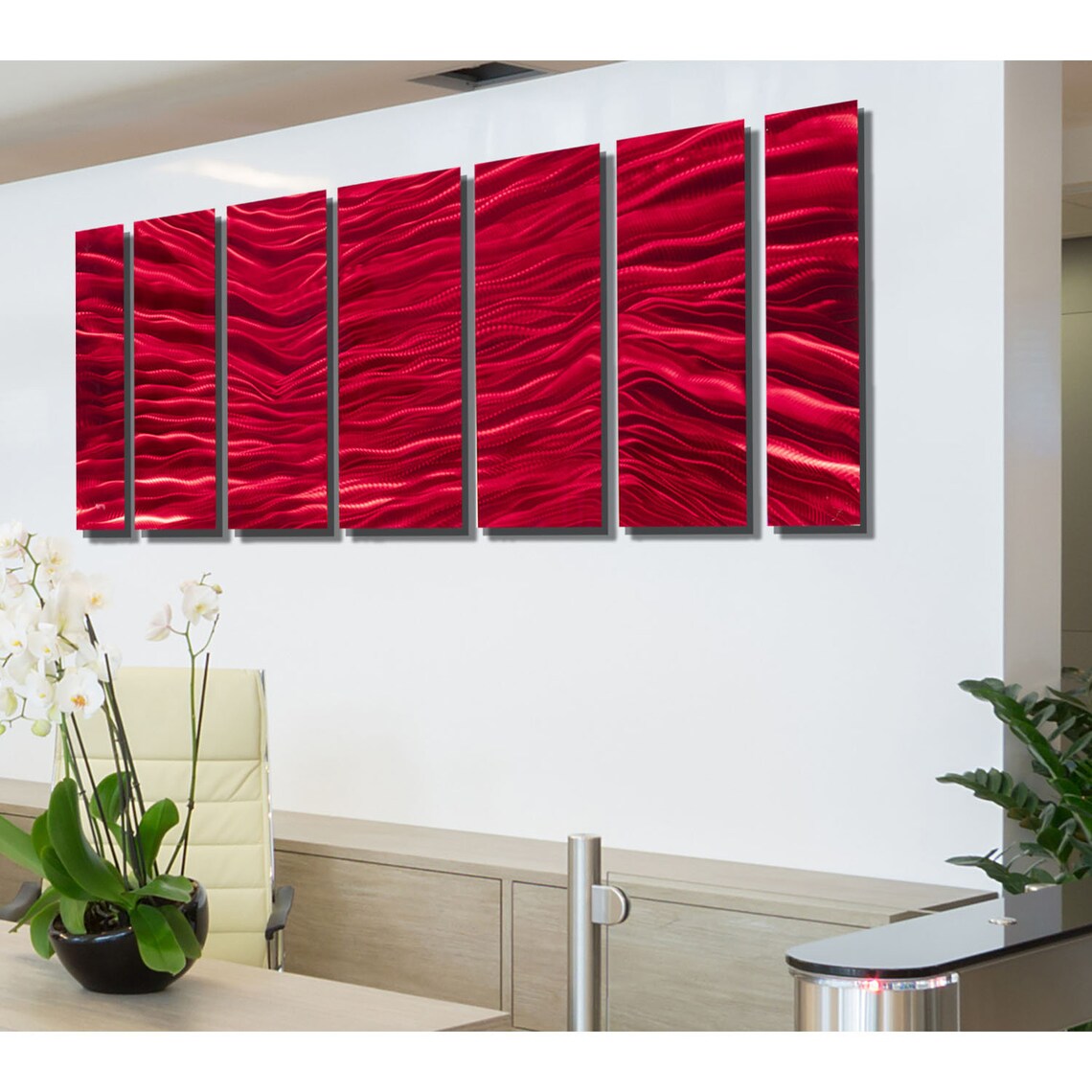Red Abstract Painting Metal Wall Art Multi Panel Wall Art Etsy