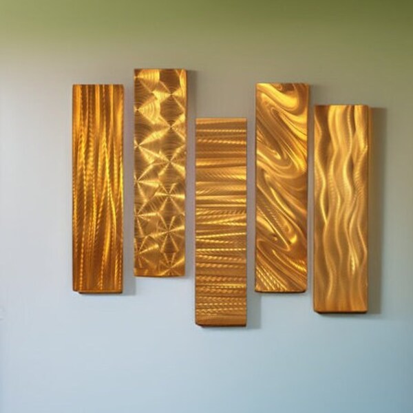 Statements2000 Metal Wall Sculptures Home Decor - Modern Metal Wall Art accent - 5 Easy Pieces Copper by Jon Allen