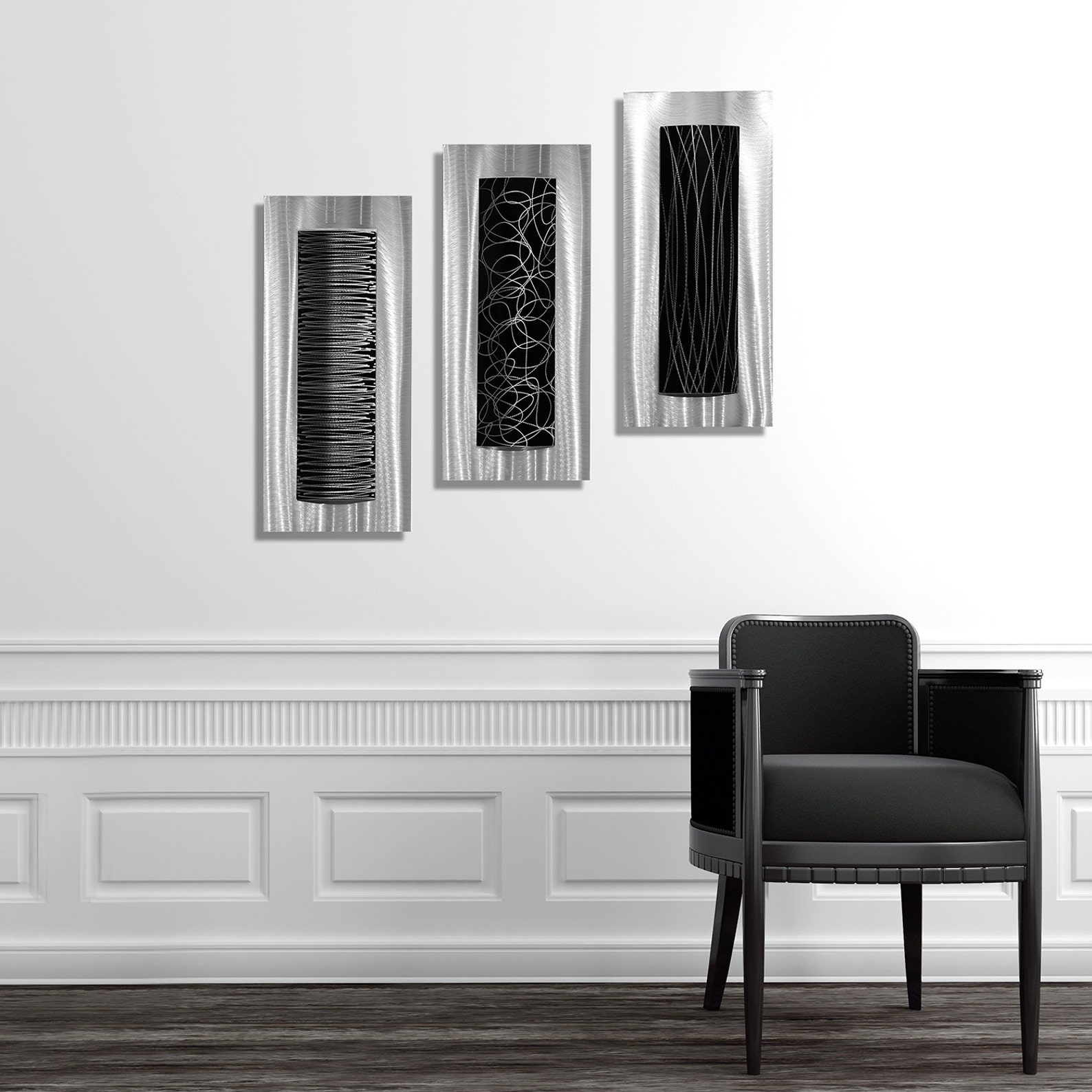 Silver & Black Metal Wall Art Modern Metal Art Abstract Art Etsy