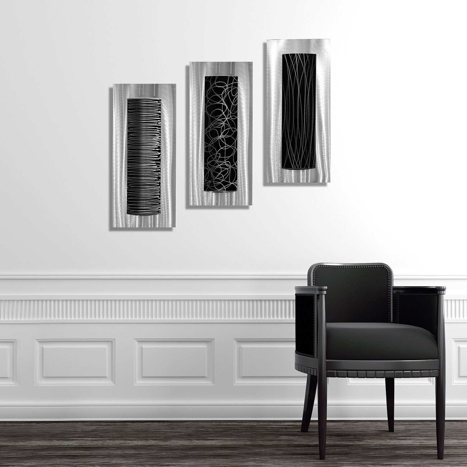 Silver & Black Metal Wall Art Modern Metal Art Abstract Art Etsy