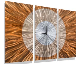 Large Metal Wall Clock - Abstract Functional Art - Modern Metal Art - Hanging Timepiece Copper Sculpture - Afterglow by Jon Allen