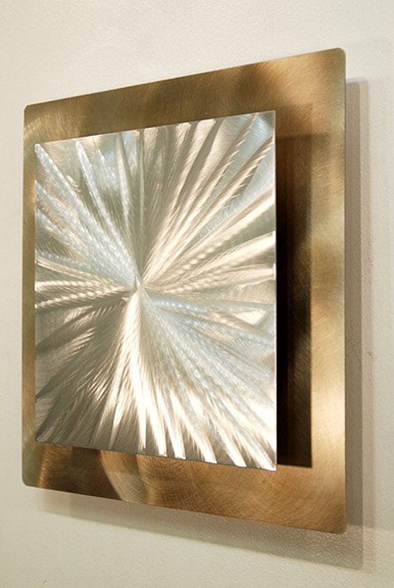 Contemporary Art Gold Metal Wall Art Abstract Wall Hanging Office Decor 3D Wall Sculpture Supernova by Jon Allen