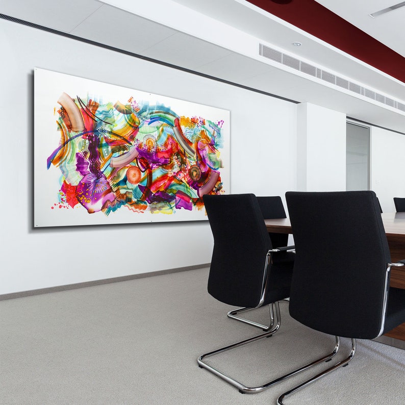 Large Modern Abstract Painting Corporate Art Office Decor Etsy