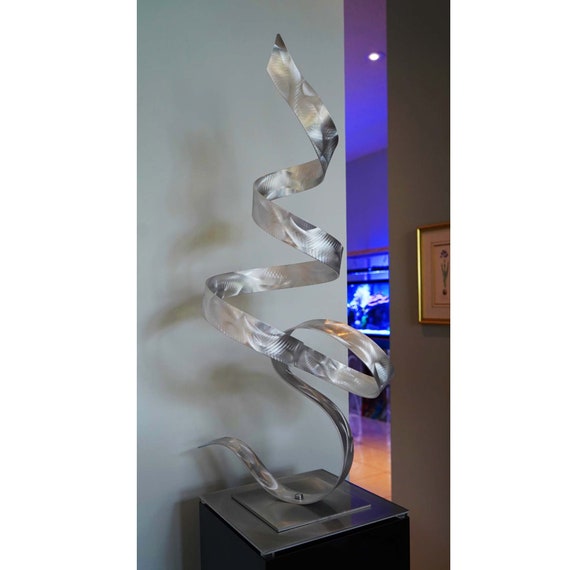 Abstract Metal Sculpture Modern Silver Centerpiece Art Home Decor Jon Allen